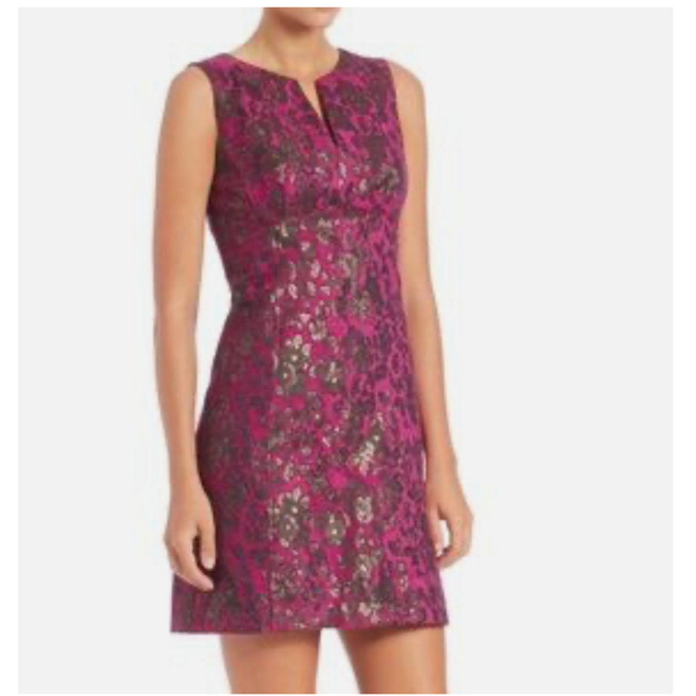 Nanette Lepore Fuchsia and Black Lace Midi Dress